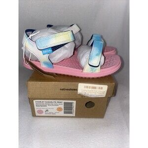 new Native sandals Charley Kid Child Princess Rainbow Tie Dye J1 Sugarlite Pink